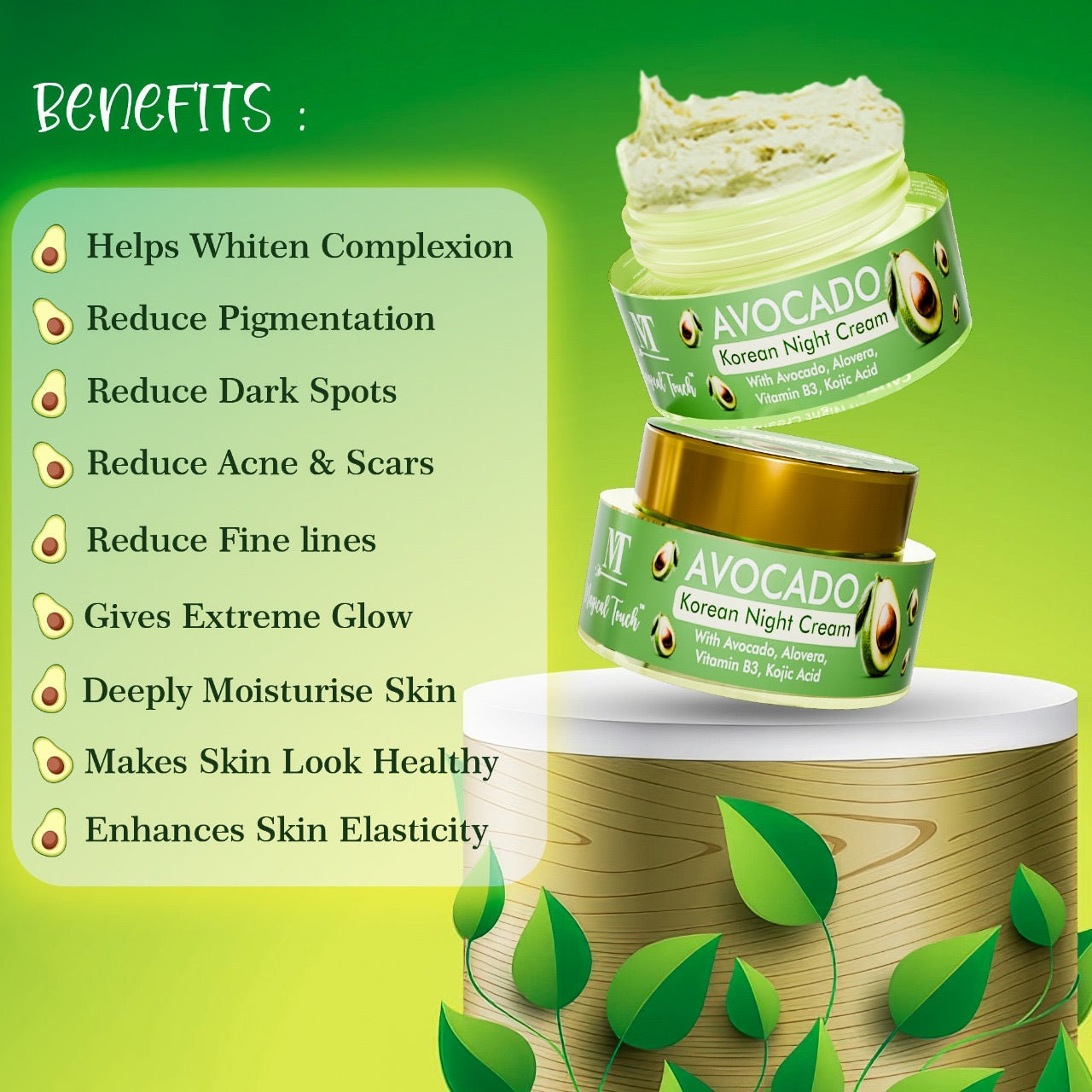 Magical Touch Korean Avocado Beauty Night Cream | Skin Repair & Anti-Aging Formula | For Healthy Radiance Overnight | 50 gms