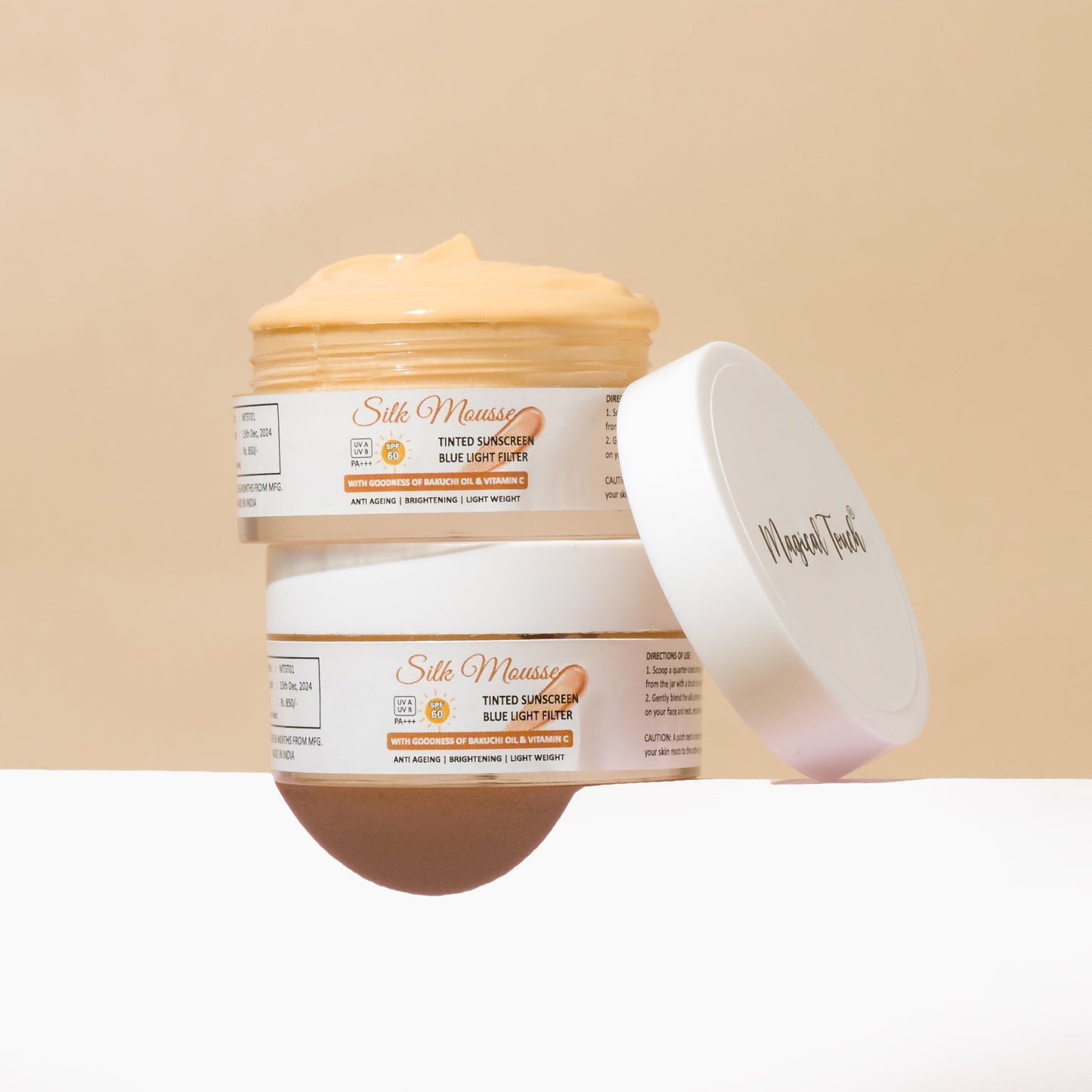 SILK PRIMER with MOUSSE TINTED SUNSREEN SPF 60 PA+++ Blue Light Filter (Lab Tested)