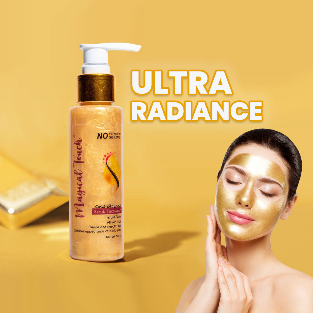 Magical Touch 24K Bridal Gold Glowing Scrub Facewash | Brightening, Tan Removal & Instant Glow for Brides |Whitening, Polishing & Radiant Glow in One Wash | Instant glow.