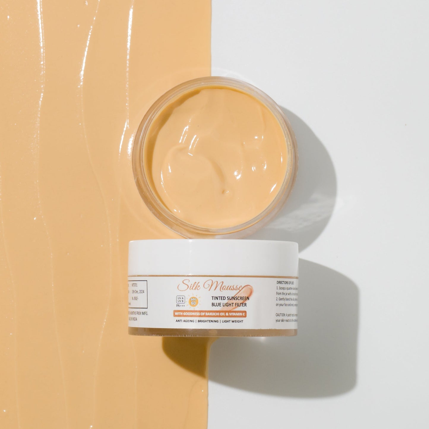 SILK PRIMER with MOUSSE TINTED SUNSREEN SPF 60 PA+++ Blue Light Filter (Lab Tested)