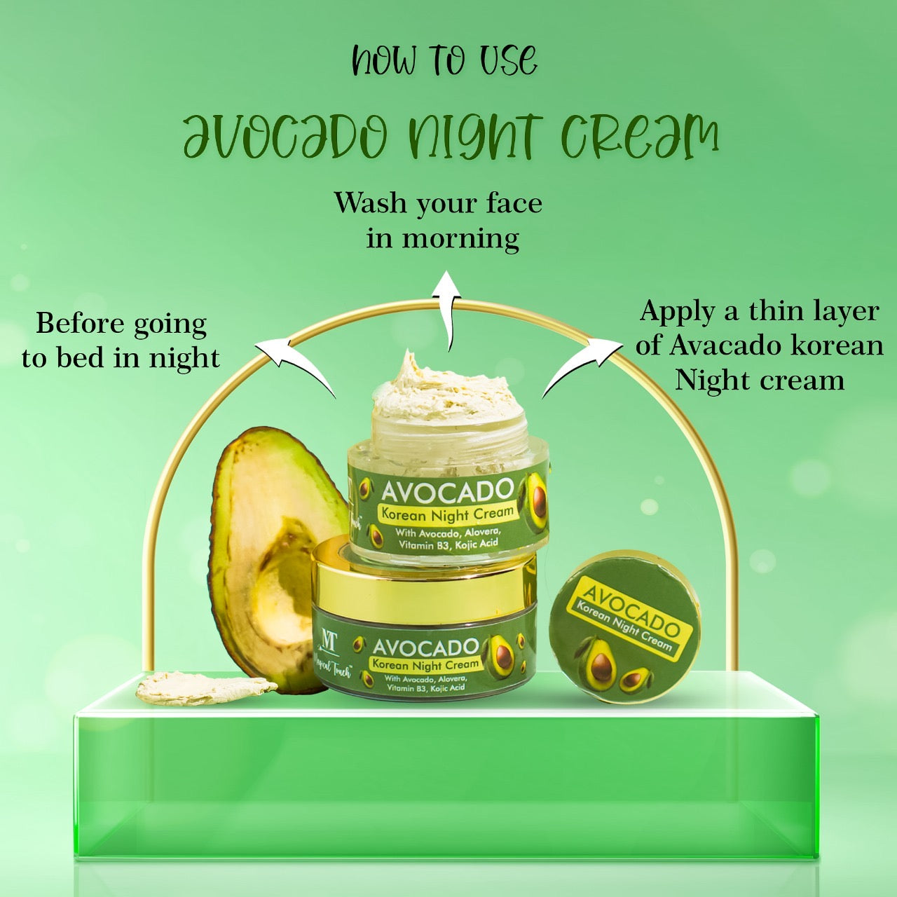 Magical Touch Korean Avocado Beauty Night Cream | Skin Repair & Anti-Aging Formula | For Healthy Radiance Overnight | 50 gms