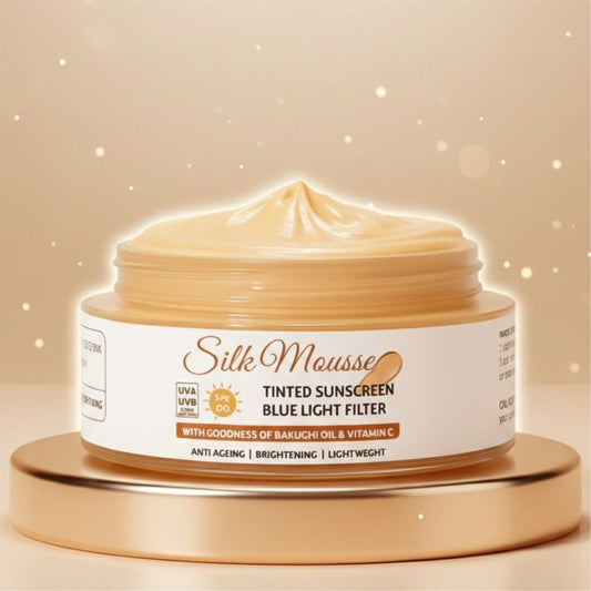 SILK PRIMER with MOUSSE TINTED SUNSREEN SPF 60 PA+++ Blue Light Filter (Lab Tested)