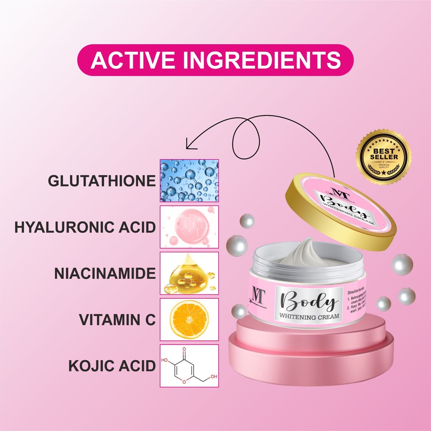 MT Full Body Whitening Cream for Glowing Skin | Dullness & Tan Removal Cream | Fade Dark Spots & Uneven Skin Tone. (2 weeks results)