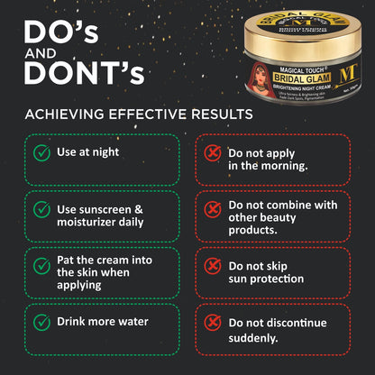 Bridal Glam Brightening Night Cream-  Results in 5 Days | Skin Whitening, Spot Reduction & Glow Boost (50 gms)