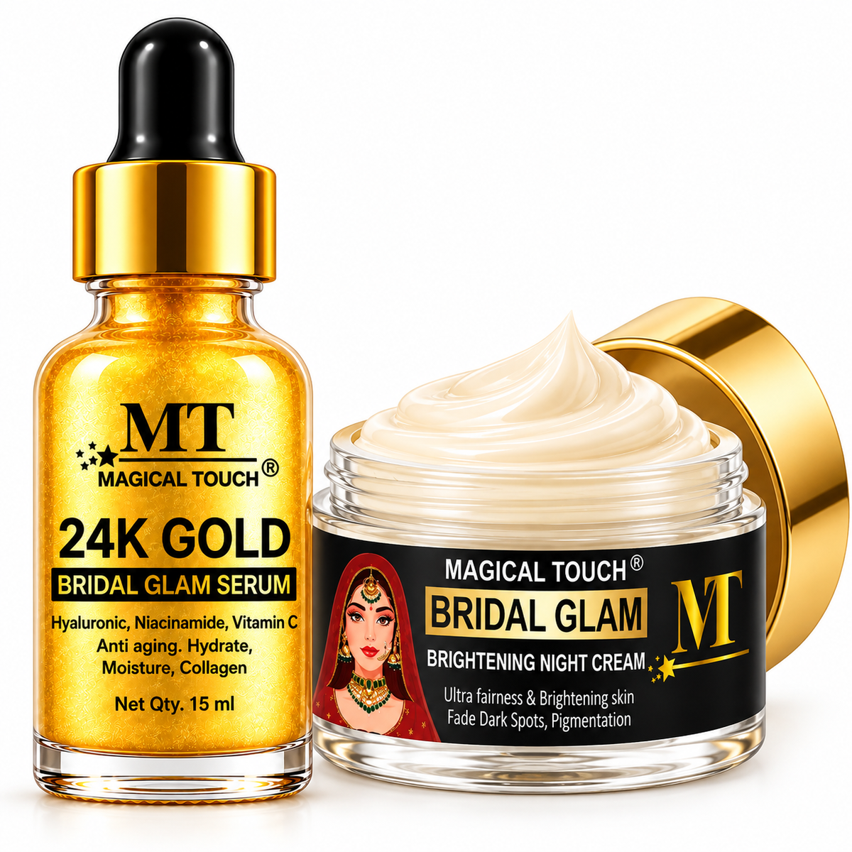 Bridal Glam Glow Duo – 24K Gold Serum & Brightening Night Cream