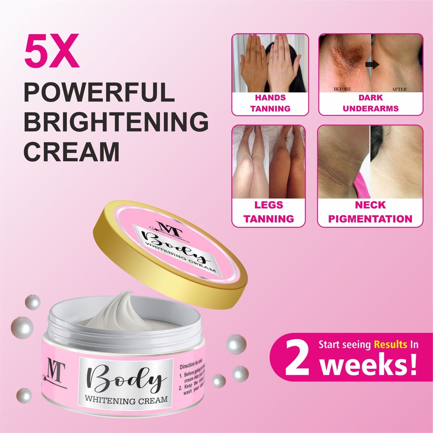 MT Full Body Whitening Cream for Glowing Skin | Dullness & Tan Removal Cream | Fade Dark Spots & Uneven Skin Tone. (2 weeks results)