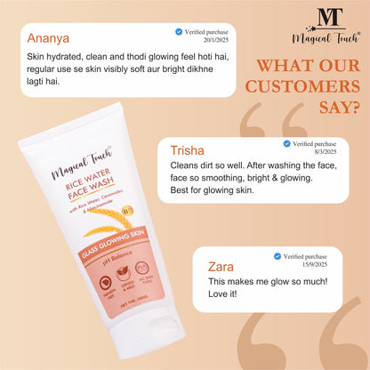 Magical Touch Korean Rice Water Facewash for Glowing Skin | Brightening, Deep Cleansing & Tan Removal | Anti-Dullness & Gentle Daily Cleanser
