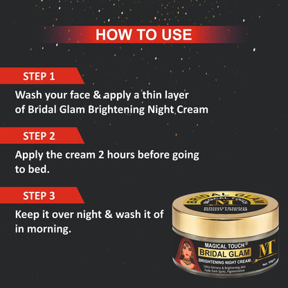 Bridal Glam Brightening Night Cream-  Results in 5 Days | Skin Whitening, Spot Reduction & Glow Boost (50 gms)