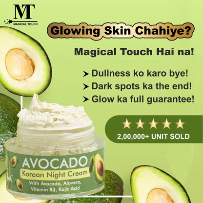(Buy 2 Get 1) Avocado Korean Night Cream | Skin Brightening and Whitening | Results in 7 Days (30 gms)
