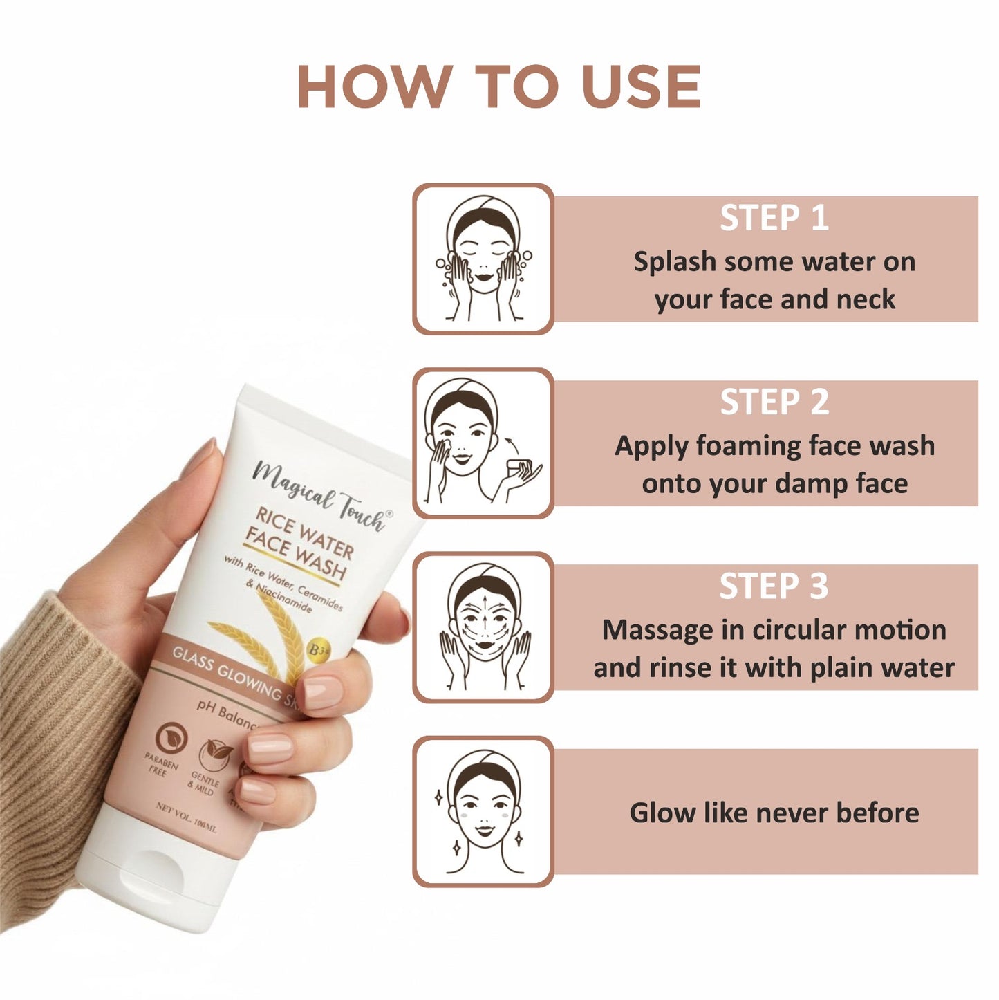 Rice Water Facewash for Glass Glow Skin.