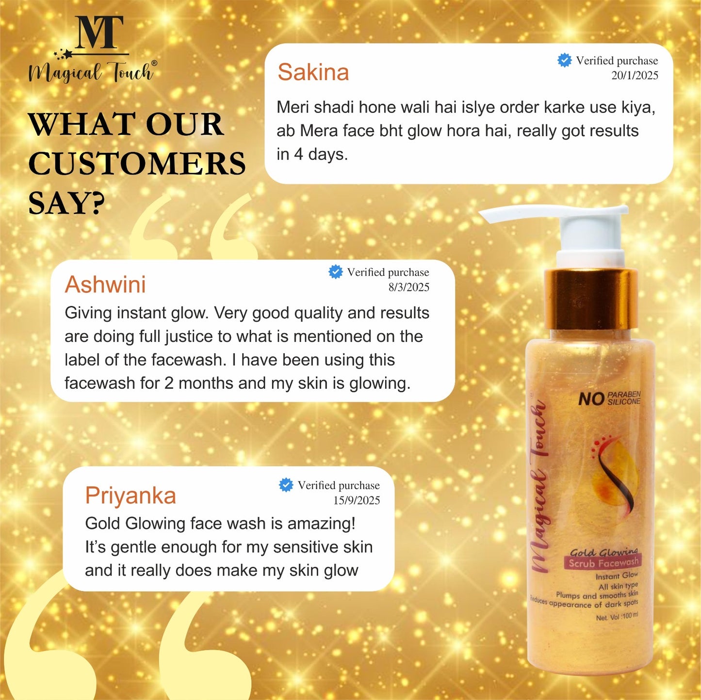 Magical Touch 24K Bridal Gold Glowing Scrub Facewash | Brightening, Tan Removal & Instant Glow for Brides |Whitening, Polishing & Radiant Glow in One Wash | Instant glow.