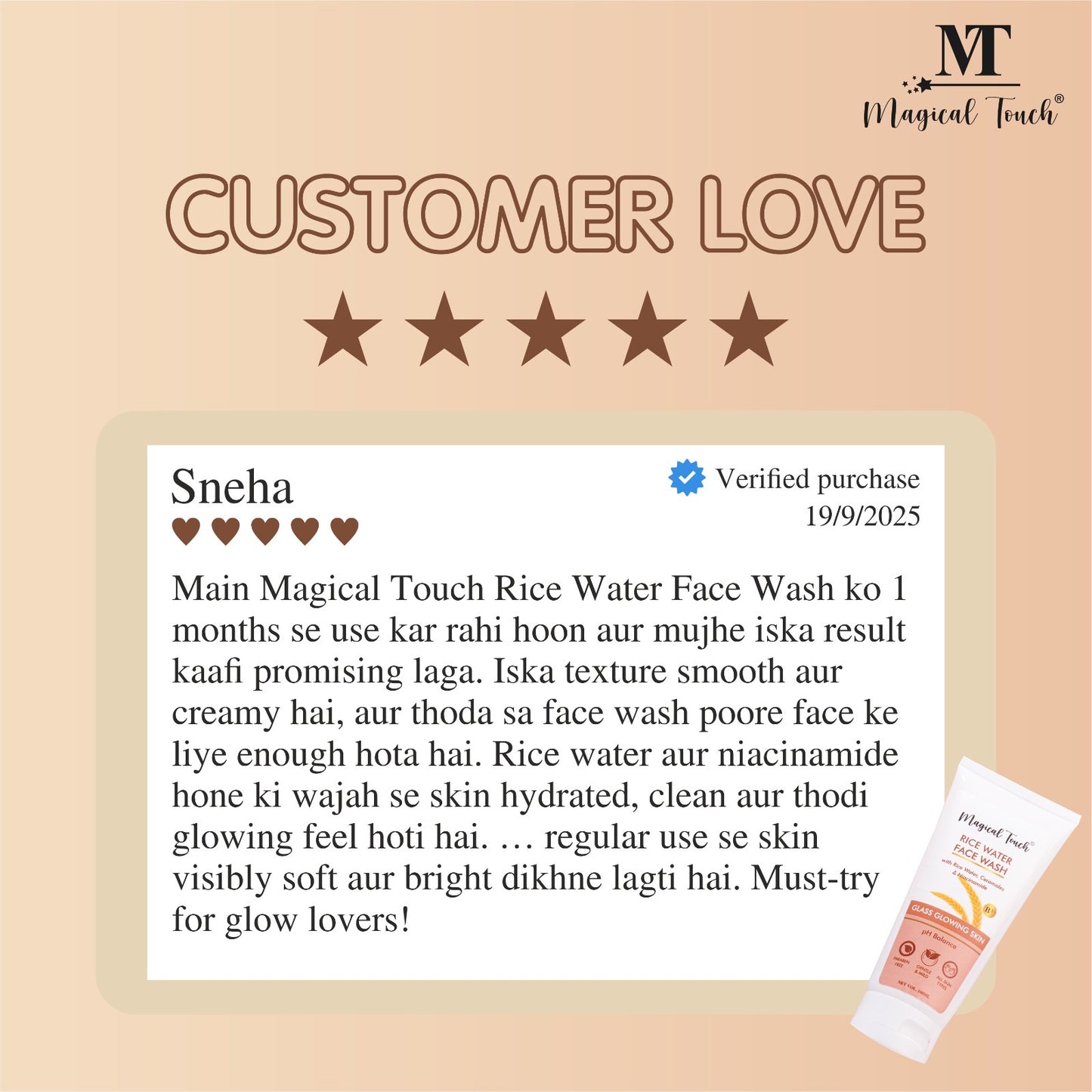 Magical Touch Korean Rice Water Facewash for Glowing Skin | Brightening, Deep Cleansing & Tan Removal | Anti-Dullness & Gentle Daily Cleanser