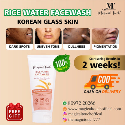 Magical Touch Korean Rice Water Facewash for Glowing Skin | Brightening, Deep Cleansing & Tan Removal | Anti-Dullness & Gentle Daily Cleanser