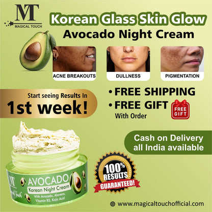 (Buy 2 Get 1) Avocado Korean Night Cream | Skin Brightening and Whitening | Results in 7 Days (30 gms)