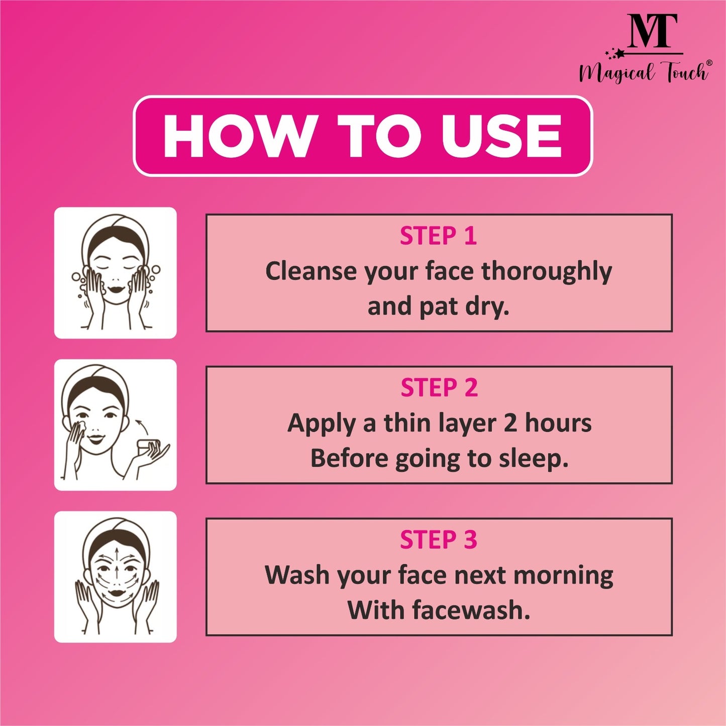 Magical Touch Glowing Night Cream for Bright Skin | Skin Whitening, Repair & Hydration Formula | Removes acne pimples and dark spots (7 days results)