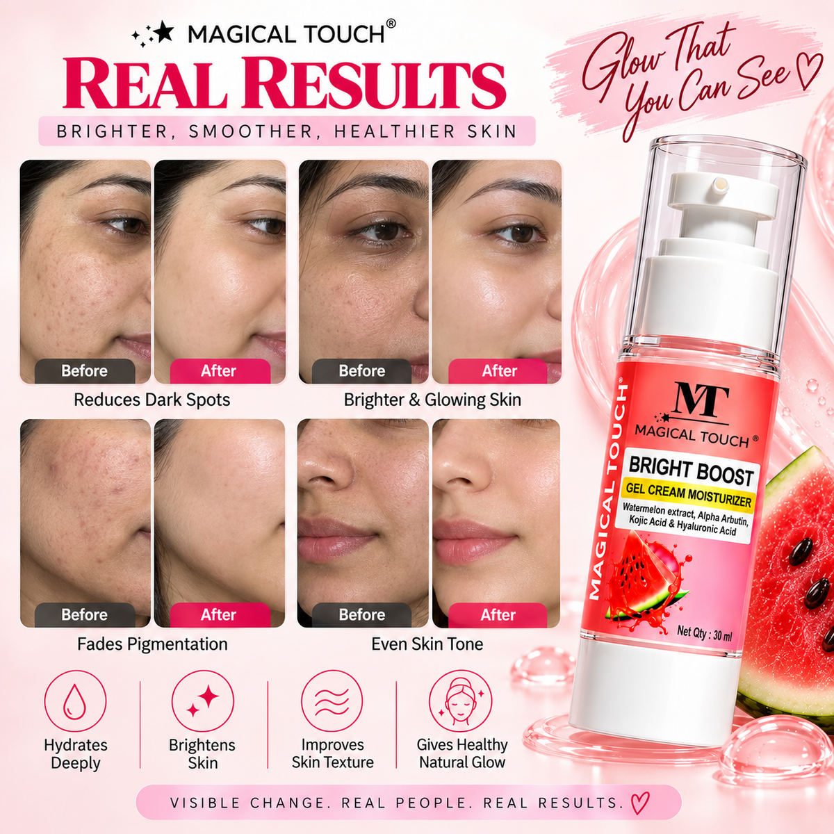 Bright-Boost Gel Cream MOISTURISER - Deep hydration & glowing skin.
