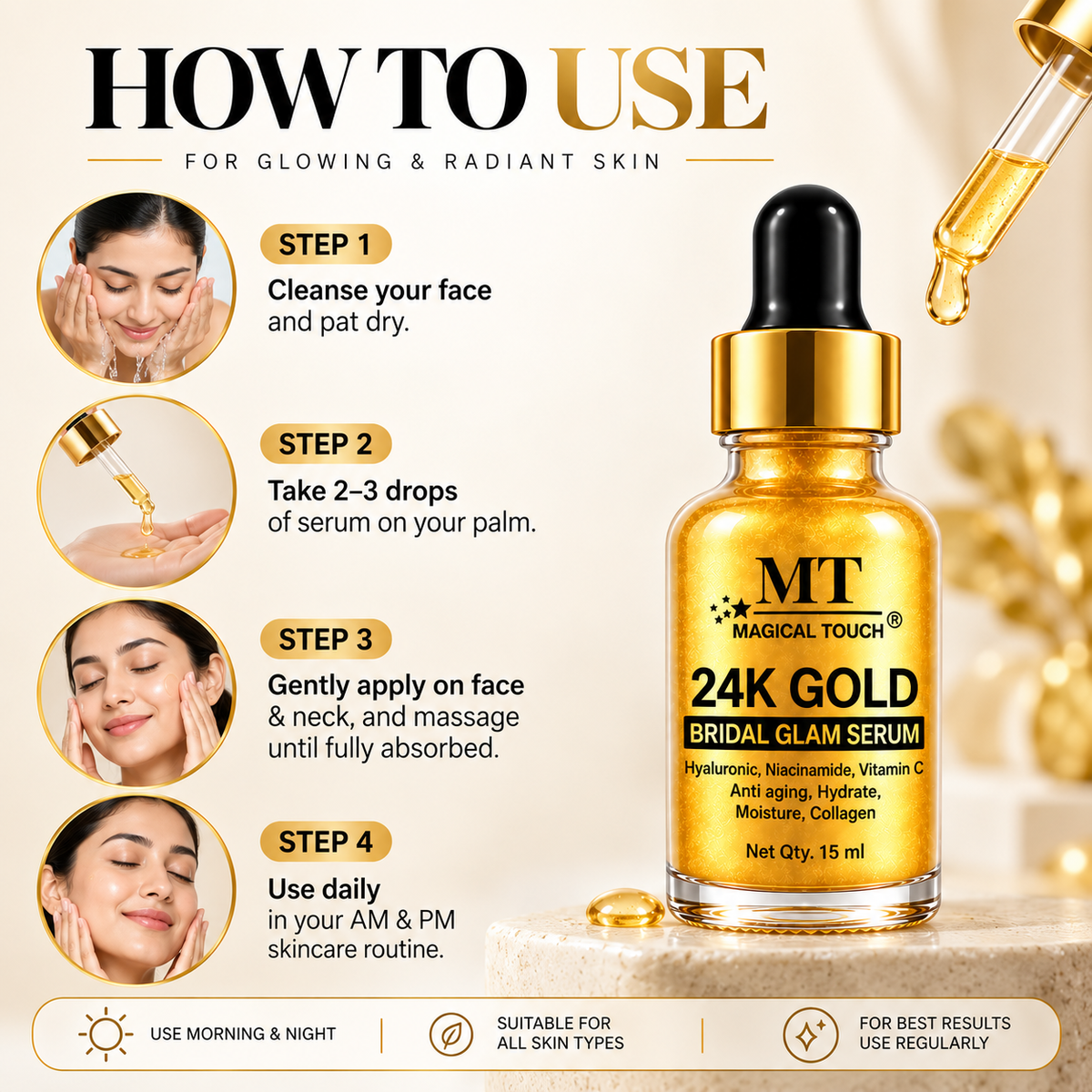 Buy 2 Get 2 FREE- 24K GOLD BRIDAL GLAM SERUM (Copy)