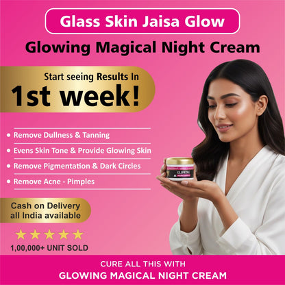 Magical Touch Glowing Night Cream for Bright Skin | Skin Whitening, Repair & Hydration Formula | Removes acne pimples and dark spots (7 days results)