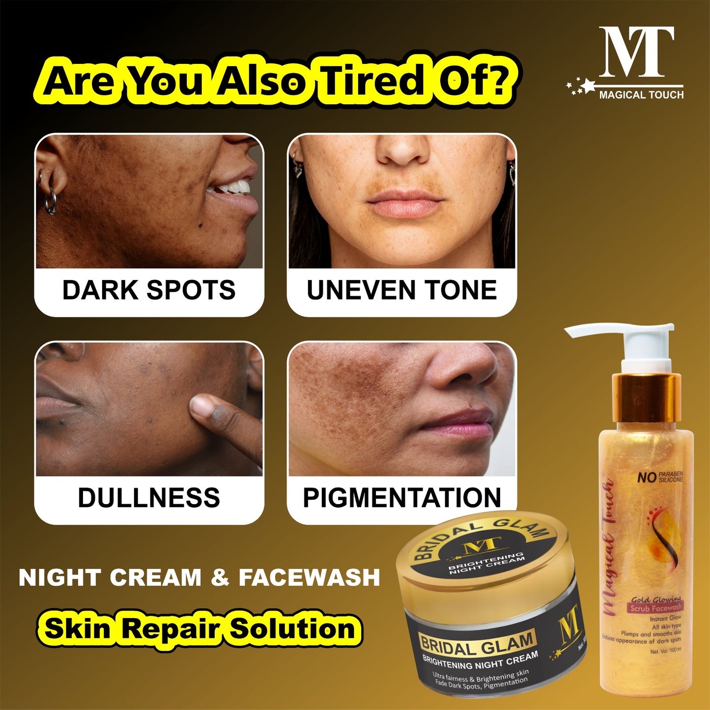 BRIDAL GLOW COMBO (Bridal Glam Night Cream + Gold Glowing Facewash)