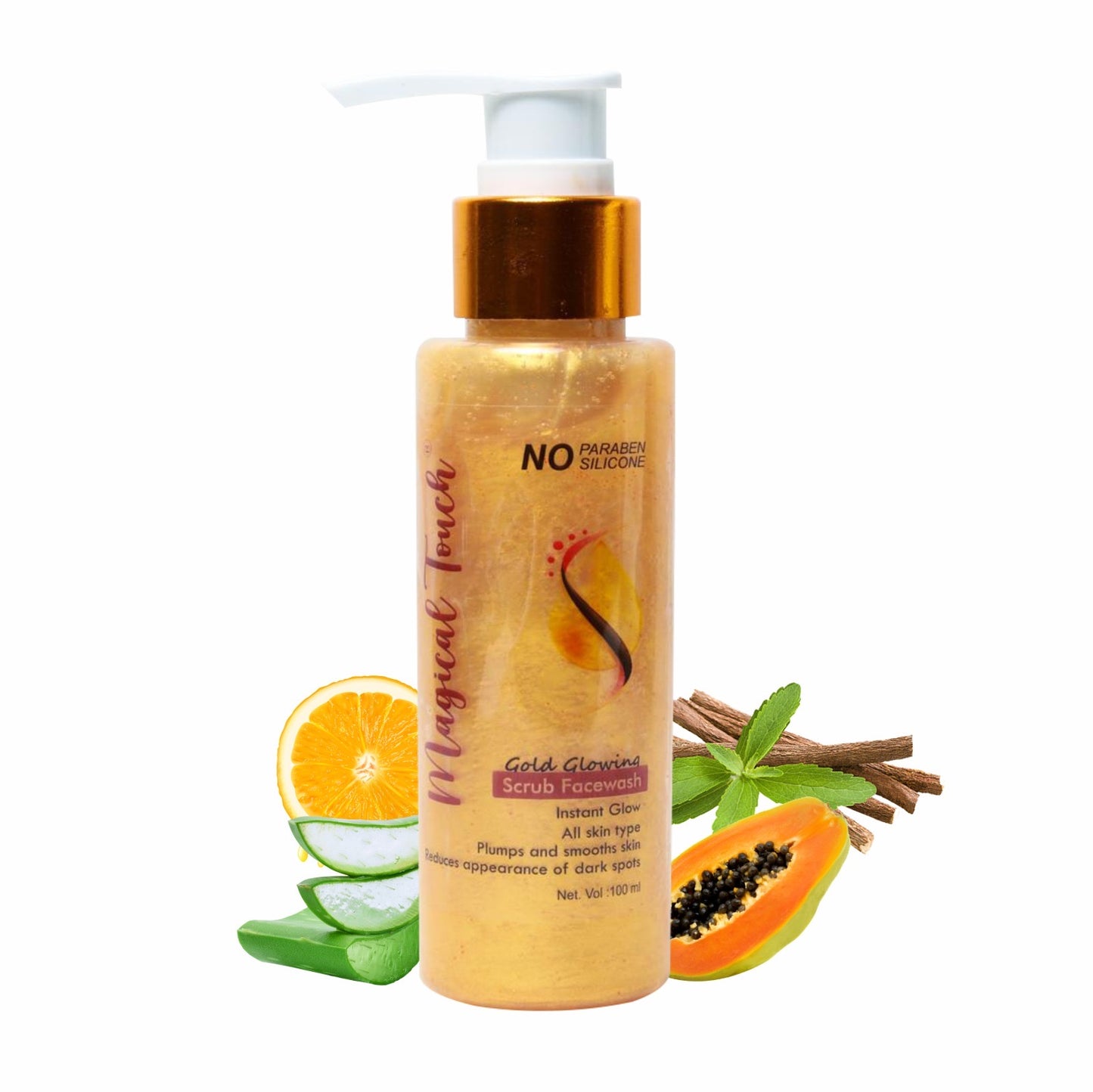 Magical Touch 24K Bridal Gold Glowing Scrub Facewash | Brightening, Tan Removal & Instant Glow for Brides |Whitening, Polishing & Radiant Glow in One Wash | Instant glow.
