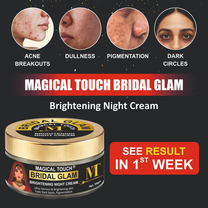 Bridal Glam Brightening Night Cream-  Results in 5 Days | Skin Whitening, Spot Reduction & Glow Boost (50 gms)