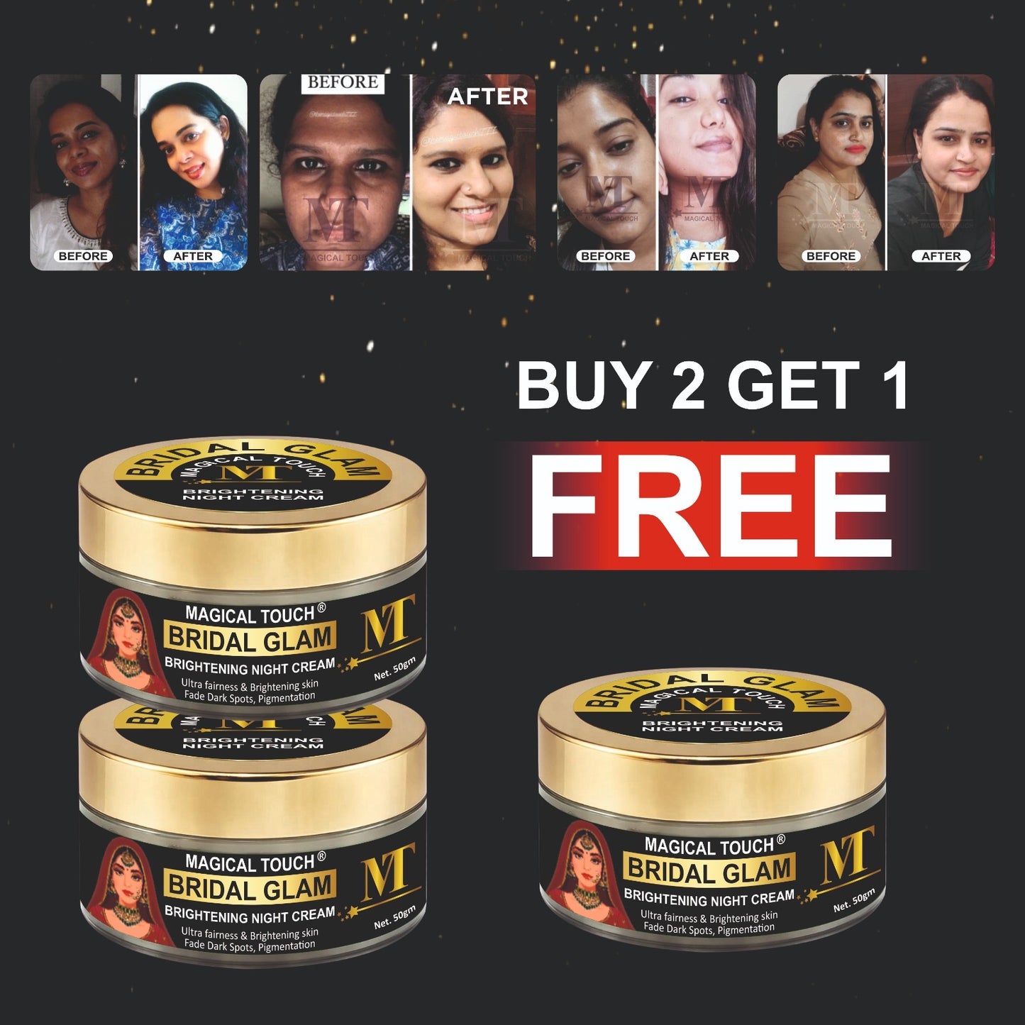 Bridal Glam Brightening Night Cream-  Results in 5 Days | Skin Whitening, Spot Reduction & Glow Boost (50 gms)