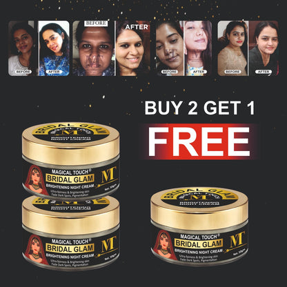 Bridal Glam Brightening Night Cream-  Results in 5 Days | Skin Whitening, Spot Reduction & Glow Boost (50 gms)