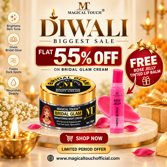 5 hours sale- Bridal Glam Night Cream - Results in 10 Days (30 gms) | Ultra Fairness & Glowing Skin & Free Rose Jelly Tinted LipBalm