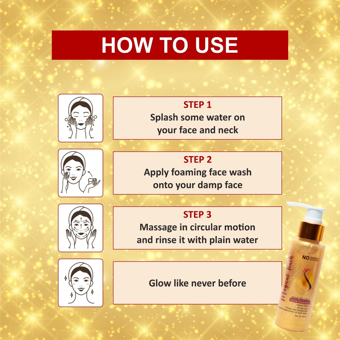 Magical Touch 24K Bridal Gold Glowing Scrub Facewash | Brightening, Tan Removal & Instant Glow for Brides |Whitening, Polishing & Radiant Glow in One Wash | Instant glow.