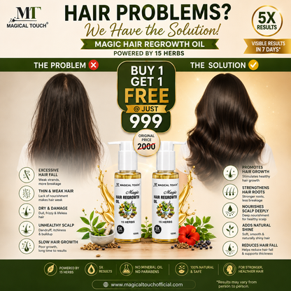 Buy 1 Get 1 Free MAGIC HAIR REGROWTH OIL - Reduces Hair Fall, Nourishes the scalp, Promotes healthy hair regrowth naturally .