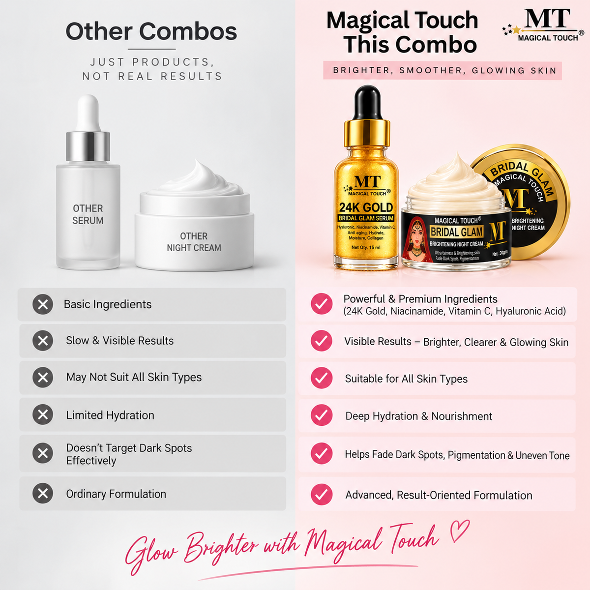 Bridal Glam Glow Duo – 24K Gold Serum & Brightening Night Cream