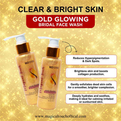 Magical Touch 24K Bridal Gold Glowing Scrub Facewash | Brightening, Tan Removal & Instant Glow for Brides |Whitening, Polishing & Radiant Glow in One Wash | Instant glow.