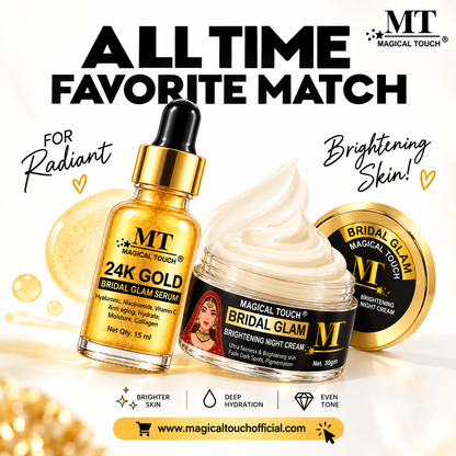 Bridal Glam Glow Duo – 24K Gold Serum & Brightening Night Cream