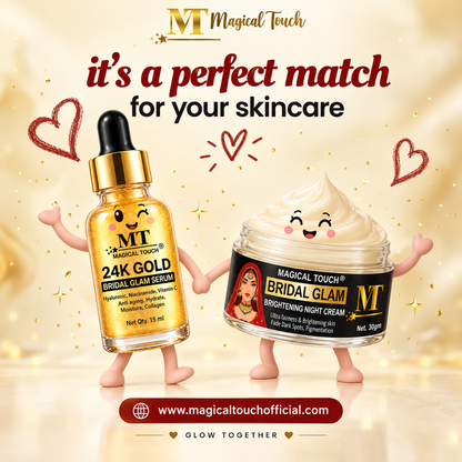 Bridal Glam Glow Duo – 24K Gold Serum & Brightening Night Cream