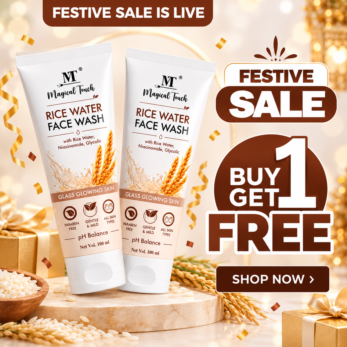 Buy 1 Get 1 Rice Water Facewash for Glass Glow Skin