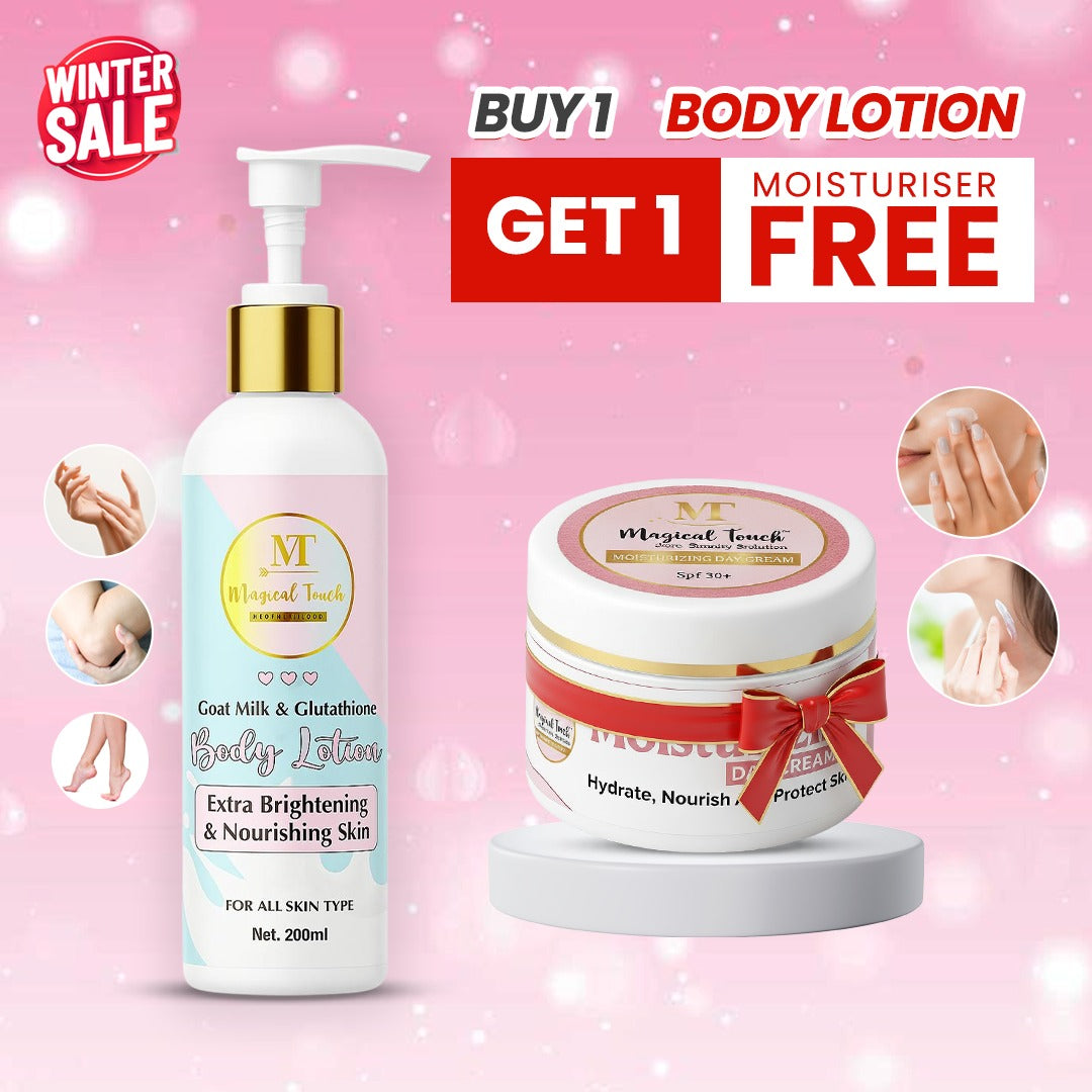BUY 1 BODY LOTION + GET 1 MOISTURISER FREE 🎁 Winter Skincare (Face & Body Combo) Body Lotion with Spf + Moisturiser with Spf. Deep hydration.