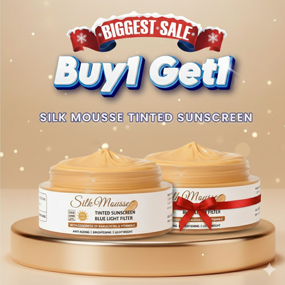 Pack of 2- SILK PRIMER with MOUSSE TINTED SUNSREEN SPF 60 PA+++ Blue Light Filter (Lab Tested)