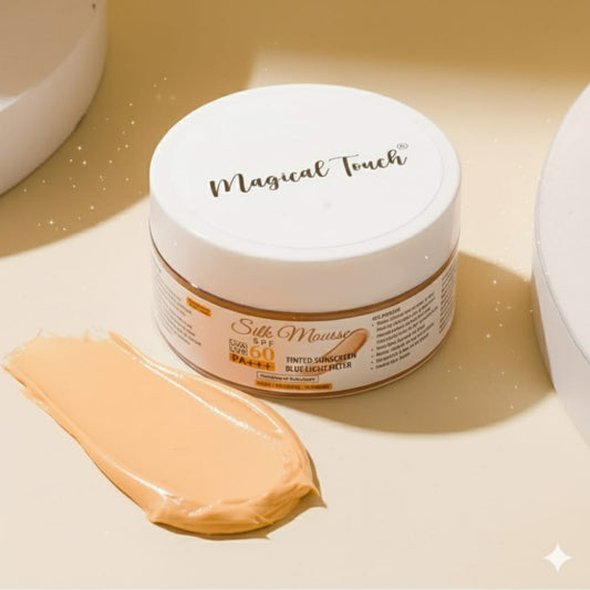 SILK PRIMER with MOUSSE TINTED SUNSREEN SPF 60 PA+++ Blue Light Filter (Lab Tested)