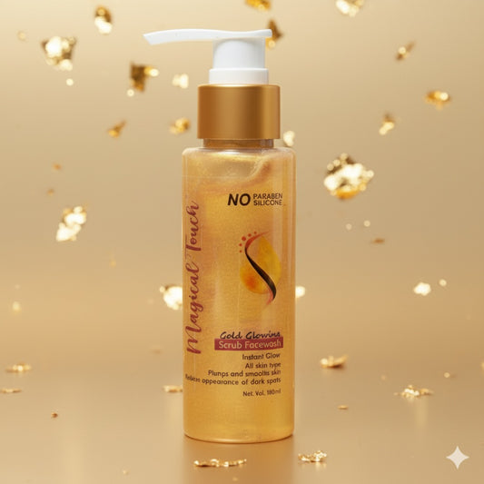 Magical Touch 24K Bridal Gold Glowing Scrub Facewash | Brightening, Tan Removal & Instant Glow for Brides |Whitening, Polishing & Radiant Glow in One Wash | Instant glow.