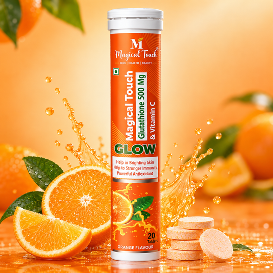 GLUTATHIONE & VITAMIN-C GLOW TABLETS for Skin Brightening. Powerful antioxidant, skin detox & immunity booster (20 tablets)