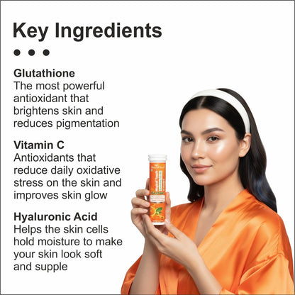 Pack of 2- GLUTATHIONE & VITAMIN-C GLOW TABLETS for Skin Brightening. Powerful antioxidant, skin detox & immunity booster (20 tablets)