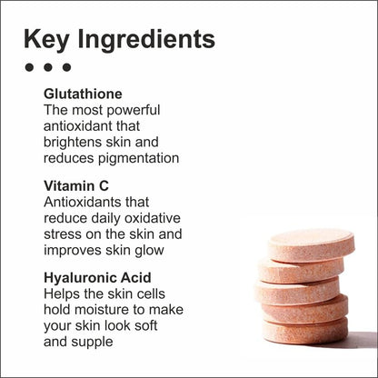 Pack of 2- GLUTATHIONE & VITAMIN-C GLOW TABLETS for Skin Brightening. Powerful antioxidant, skin detox & immunity booster (20 tablets)