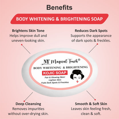 Pack of 3 Full Body Whitening Kojic Soap | Pigmentation & Spots lightening - (2 weeks results)