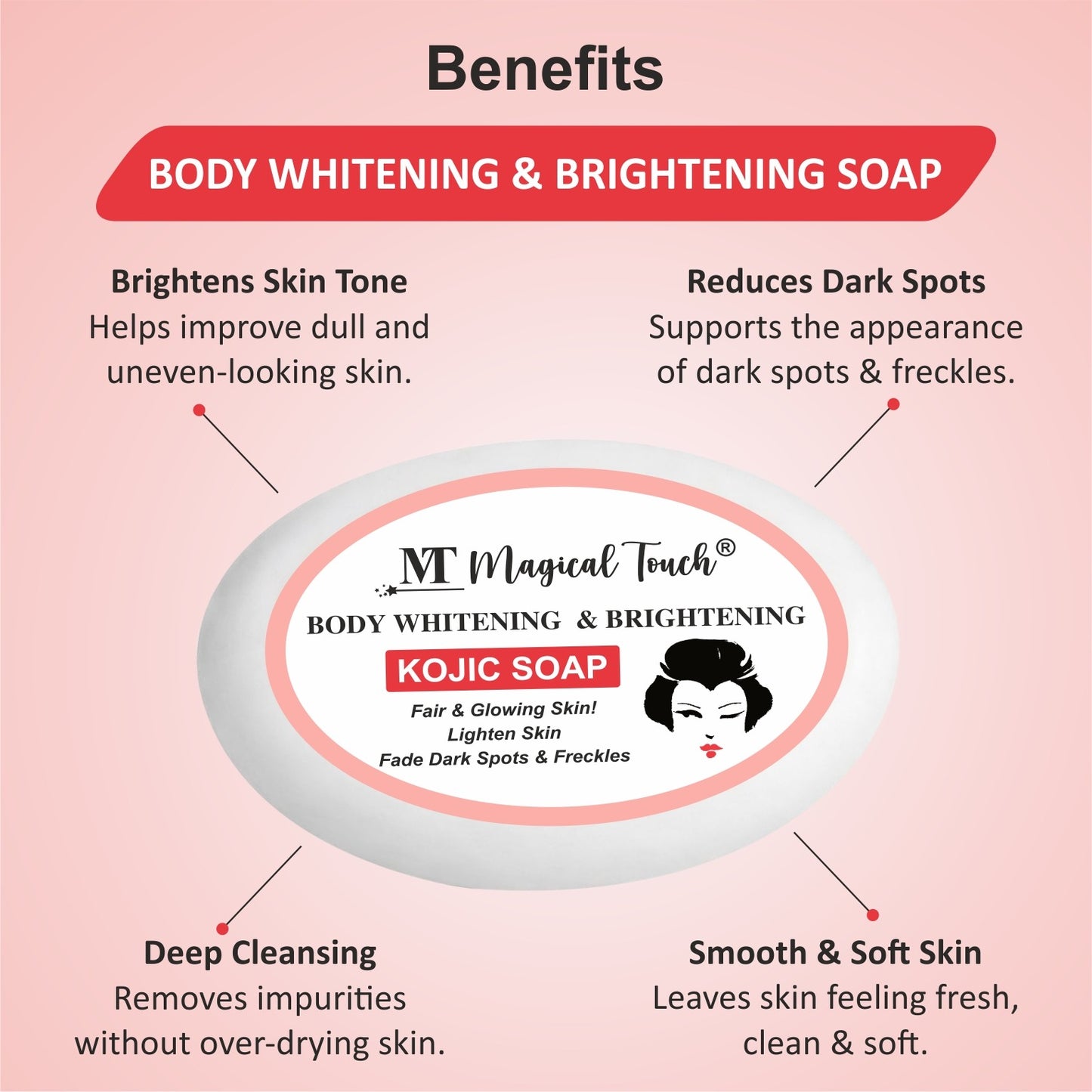 Pack of 3 Full Body Whitening Kojic Soap | Pigmentation & Spots lightening - (2 weeks results)