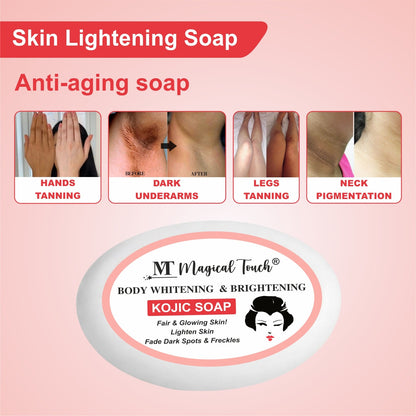 Pack of 3 Full Body Whitening Kojic Soap | Pigmentation & Spots lightening - (2 weeks results)